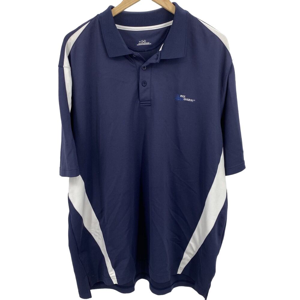 Under‎ armour Polo Shirt Mens XL REX ENERGY Logo Dark Blue White Short Sleeve